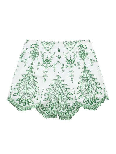 Woman 2 Pieces Shorts Sets 2024 New Fashion Embroidery Short Blouse Summer Women Suit Shorts Two Piece Set Womens Outfits