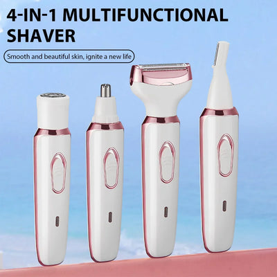 4in1 Electric Epilator Lady Shaver Body Arm Leg Hair Removal Device Painless Cordless Eyebrow Trimmer Women Razor USB Charging