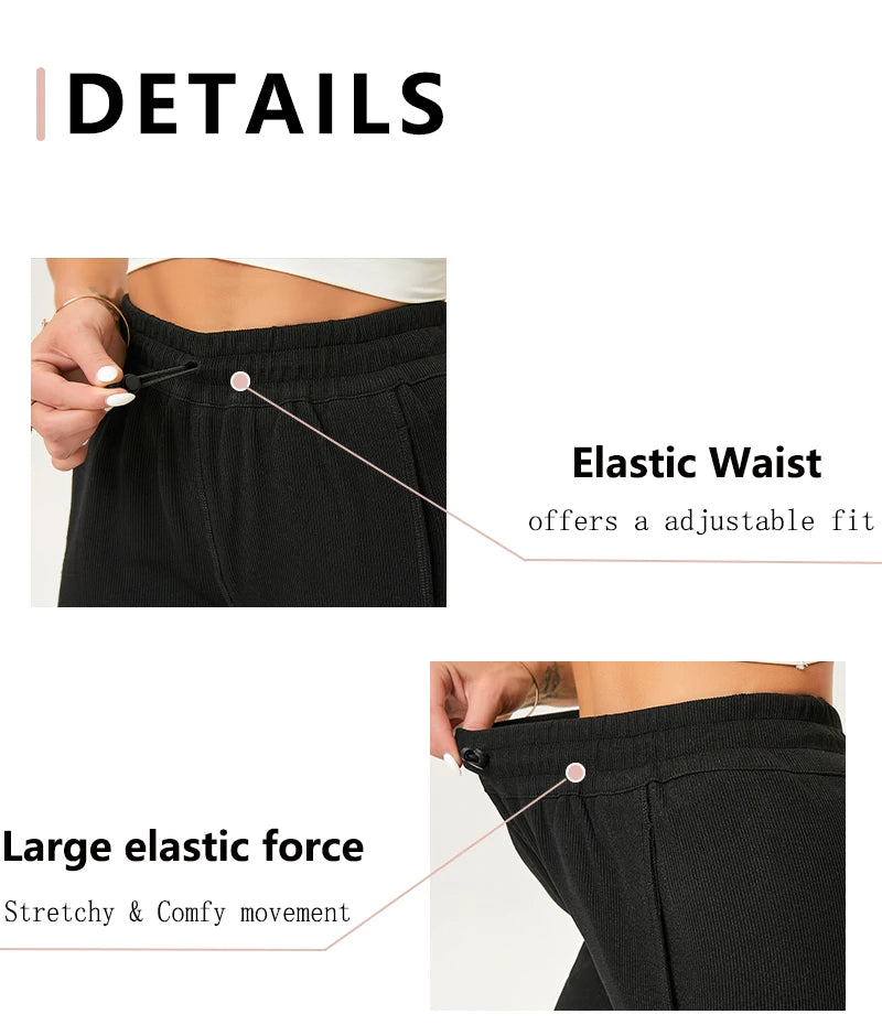 Women's Wide Leg Yoga Ninth Pants High Waisted Joggers Casual Sweatpants Pockets Sports Clothes Pilates Tracksuit Baggy Pants