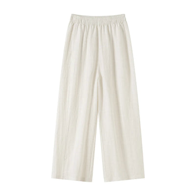 New Wide-leg Pants Women Clothing Summer Thin Loose Straight Casual Pants Solid High Waist Drape Nine-point Literary Pants