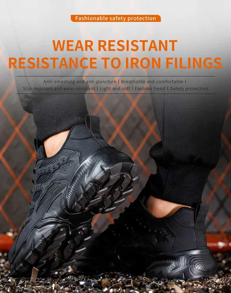 Work Safety Shoes For Men Lightweight Protective Work Sneakers Lightweight Men Shoes Breathable Shoes Anti-Puncture Work Shoe