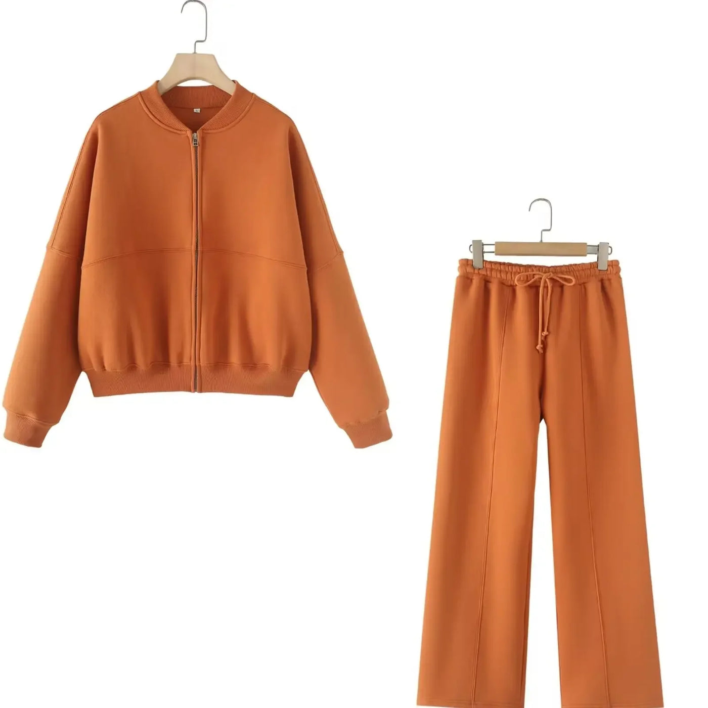 Tracksuits Set Woman 2024 Winter Cotton Solid Women's Suits Wide Baggy Pants Sportswear Women Sweater 2 Piece Set Women Outfits