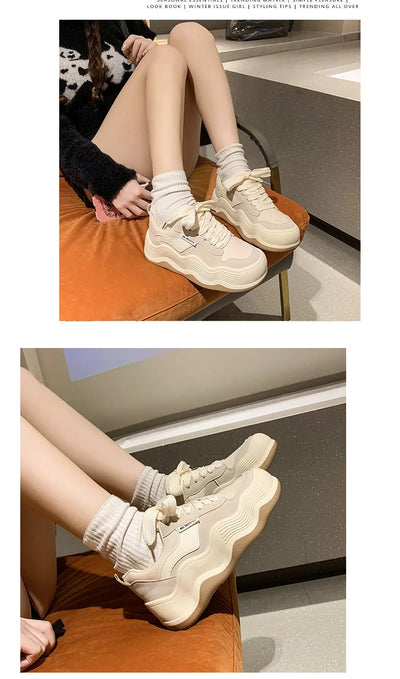 Women New Fashion Sneakers Autumn Casual Brand Shoes Woman Thick Soled Canvas Platform Designer Women Light Flat Versatile Shoes