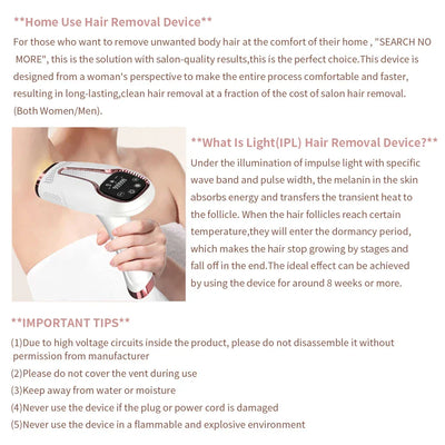 Professional Women Laser Hair Removal IPL Epilator Female Pulsed Light Electric Depilatory Device For Facial Body Bikini