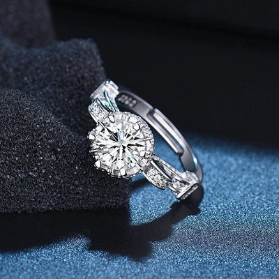 Women Fine Jewelry Round AAA Cubic Zirconia Flowers Adjustable Rings 925 Sterling Silver Fashion Rhinestone Wedding Finger Ring