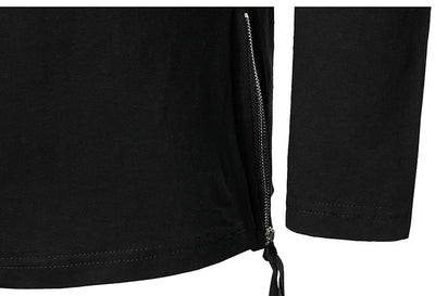 Men Clothing T Shirt High Street Streamer Functional Tactics Personalized Zipper Crewneck T-shirts Black Hip Hop Punk Camisetas