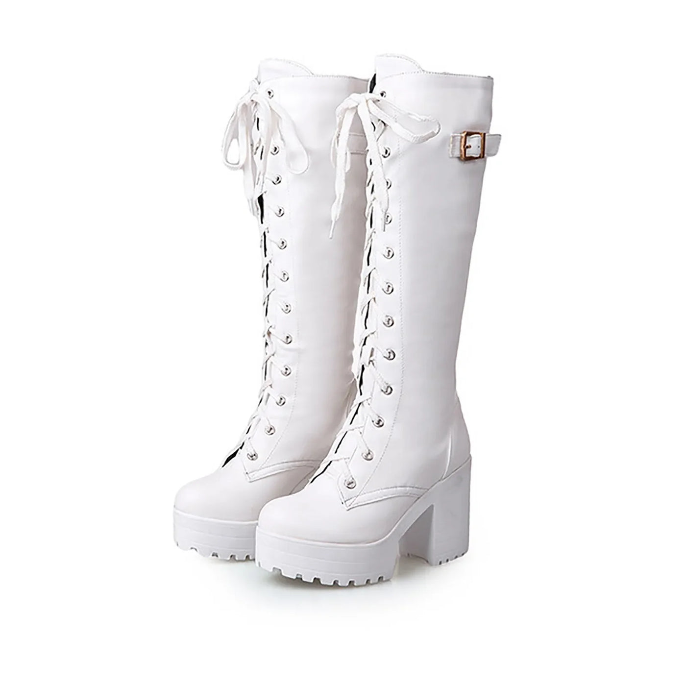High Knee Boots For Women Heel Foreign Trade Chunky Heeled Thigh High Leather Boots Knee High Snow Boots