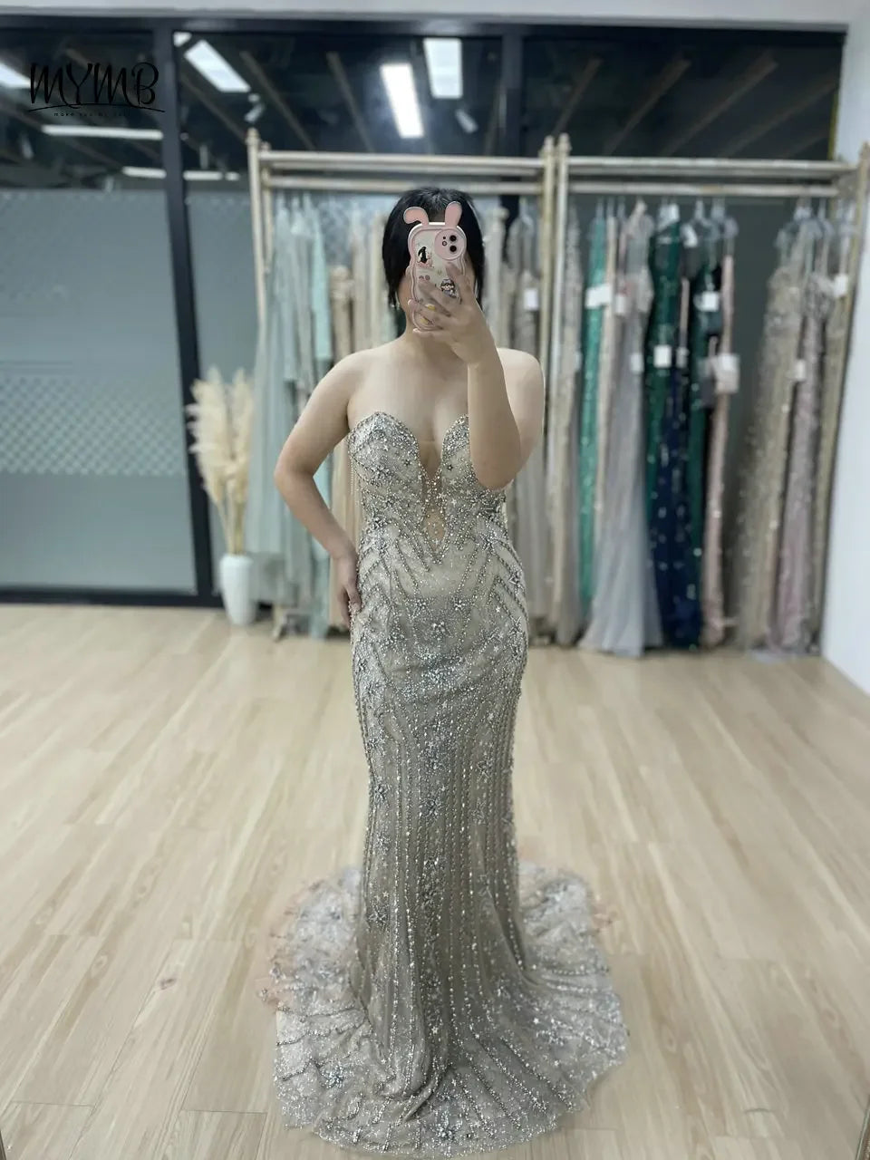 MYMB Luxury Mermaid Sheath Evening Gown for Women Wedding Party Dubai Sexy Spaghetti Straps Backless Beaded Prom Dress DSH16188