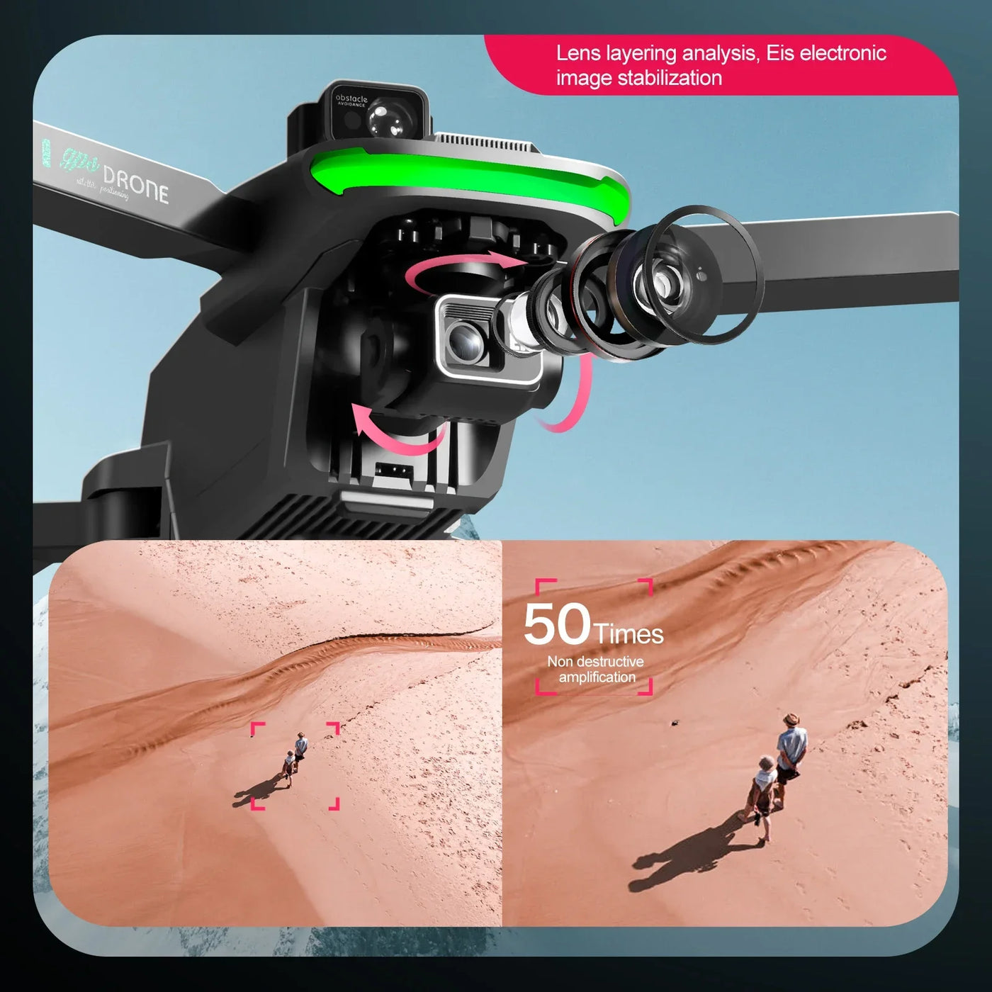 S155 GPS Drone Professional HD Camera 7.2-inch Touch Screen 3-Axis Gimbal EIS Relay Aircraft Laser Obstacle Avoidance Dron Toy