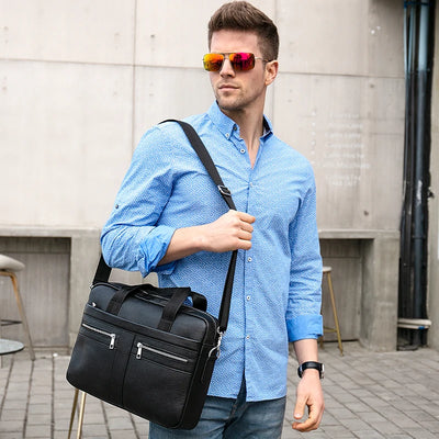 WESTAL Men's Briefcases Men's Bags Genuine Leather Lawyer/Office Bag Laptop Bag Men's Leather Briefcases Bag for Documents