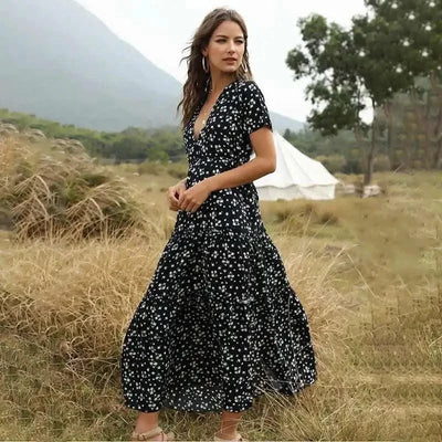 Women's Summer Ruffled Floral Bohemian Dress Exudes An Aura of Immortality 2025 Summer Dress Robe Vestido Women