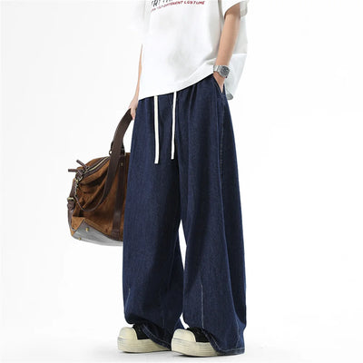 High Street American streetwear brand distressed jeans for men, water-stir-fried salt water washed high street retro long pants
