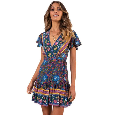 Elegant Women's Dresses Summer Bohemian Dress Vestidos Curtos Mujer Kadın Elbisesi Yazlık Kısa Elbiseler Midi Elbiseler Robe Ete