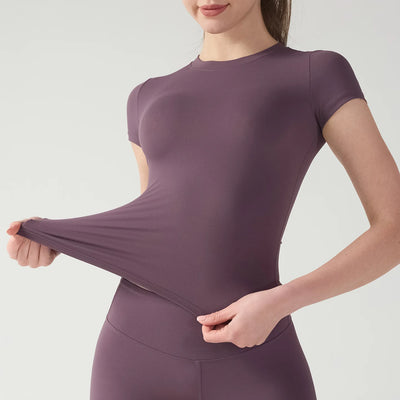 Short Sleeve Training Sports Fitness Clothing Skinny Thin Top Crew Neck Breathable Quick Drying T-Shirt workout tops for women