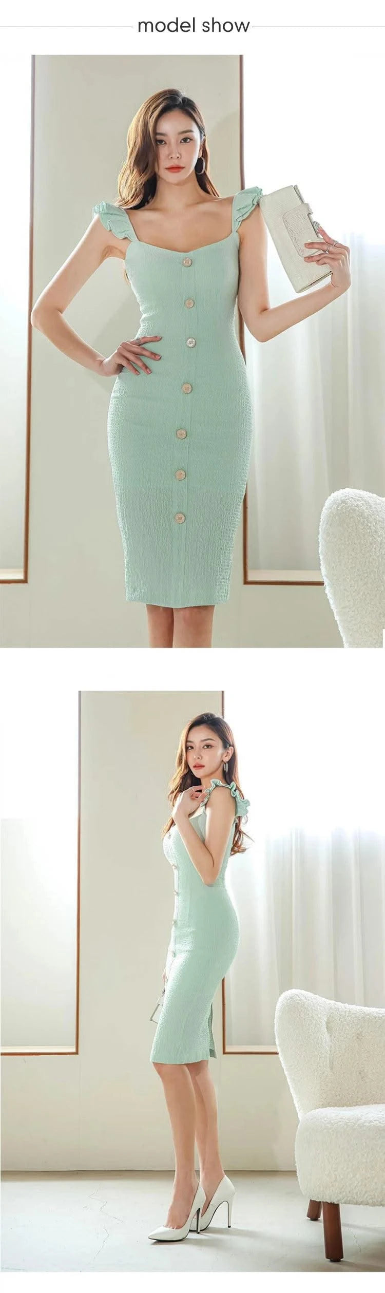 Knee-Length Strap Low Cut Slim Midi Dress For Women |  Elegant & Sexy | Party Vacation | Summer Dress for Girls & Ladies