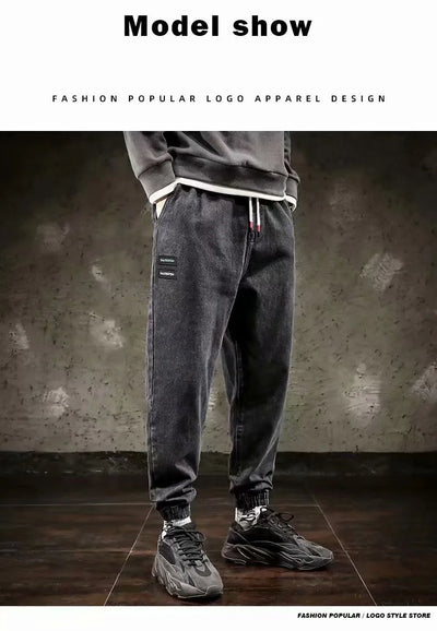 Spring Designer Fashion Men Jeans Retro Black Gray Vintage Casual Denim Harem Pants Ripped Jeans Men Wide Leg Taper Men Jeans