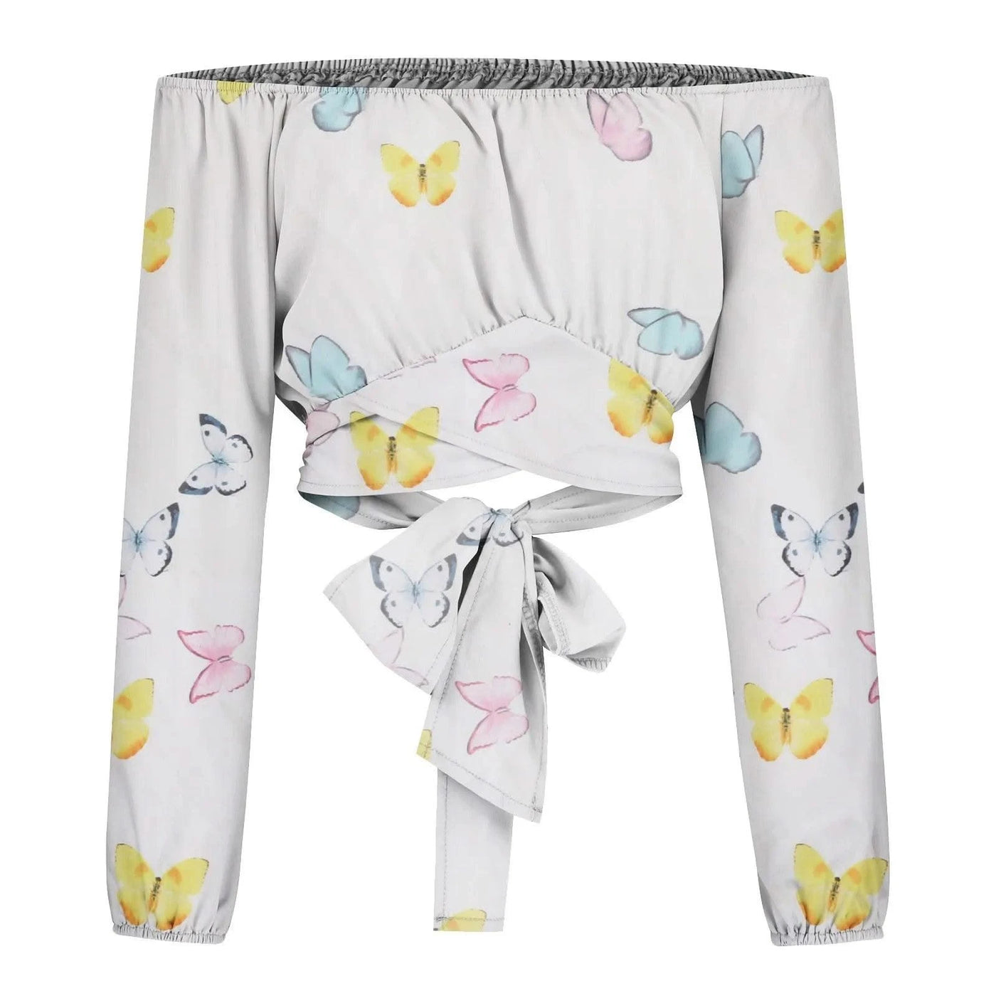 Women Sexy Off Shoulder Blouse Chic and Elegant Printing Lantern Long Sleeve