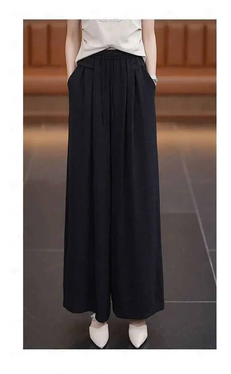 Women's Wide-leg Pants Spring Summer New High-waisted Slim Straight Pants New Chinese Style Draped Loose Fashionable Skirt Pants