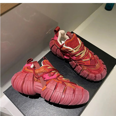 Chunky Sneakers for Women Fashion Platform White Leather Casual Dad Shoes Comfortable Wedge Walking Sport Sneakers