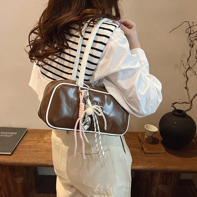 Designer Bowling Tote Women's Oversized Shoulder Bag, High-Capacity Office Handbag, Fashionable Minimalist Crossbody Purse
