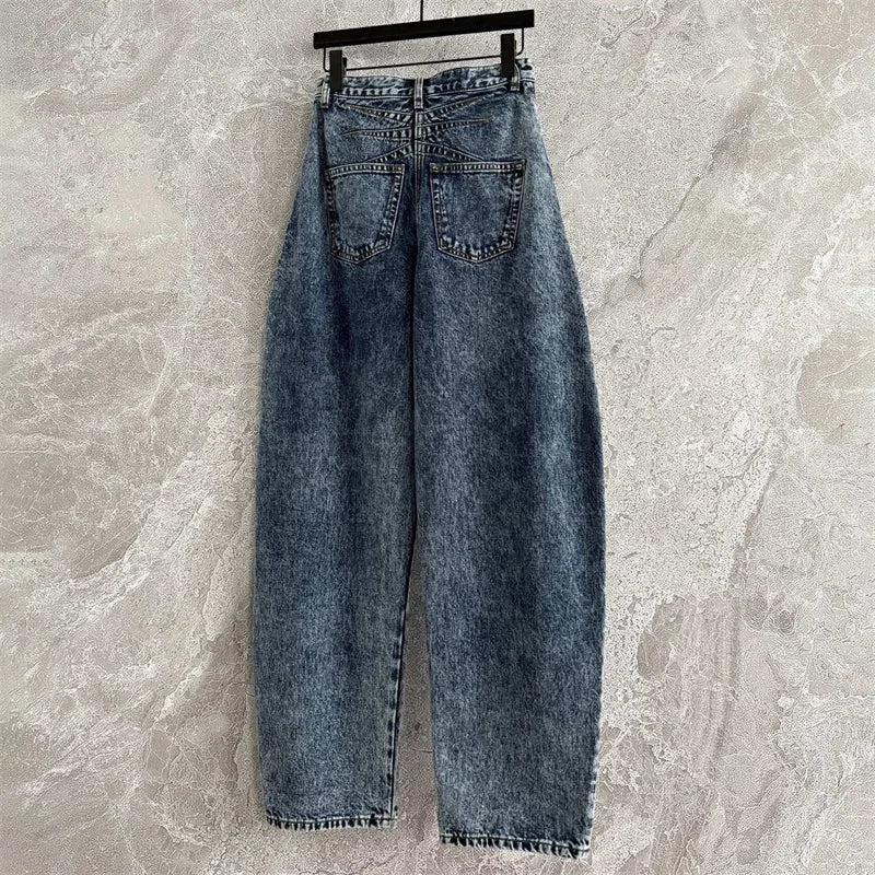 Women's pants 2025 autumn new high waisted slim women's jeans pure cotton straight leg pants  Wide leg pants curved knife jeans