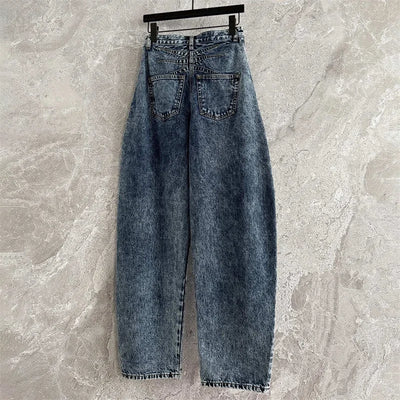 Women's pants 2025 autumn new high waisted slim women's jeans pure cotton straight leg pants  Wide leg pants curved knife jeans