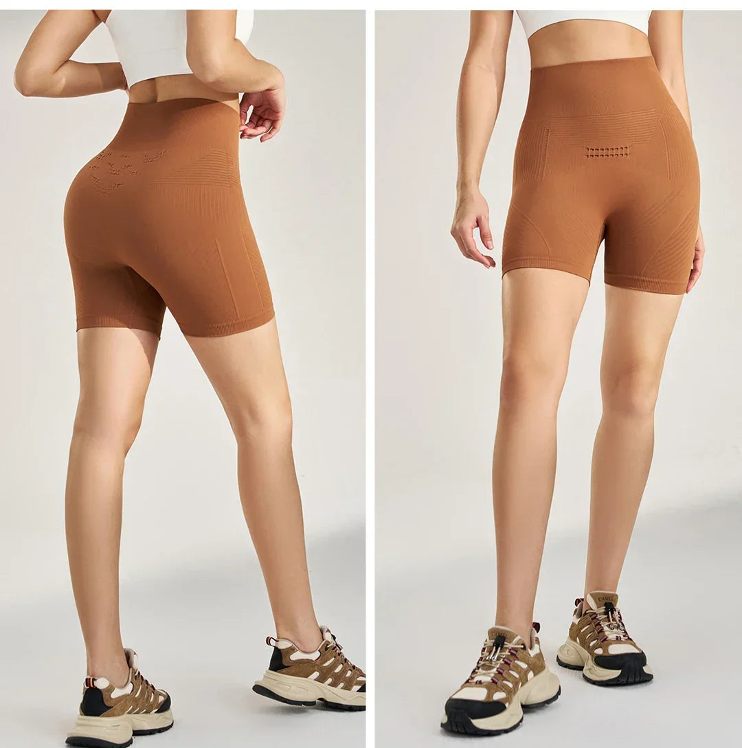 Sports Outdoor Yoga Pants Three Quarter Pants Shorts High Waist Peach Lift Hip Fitness Bottoms Women Leggings