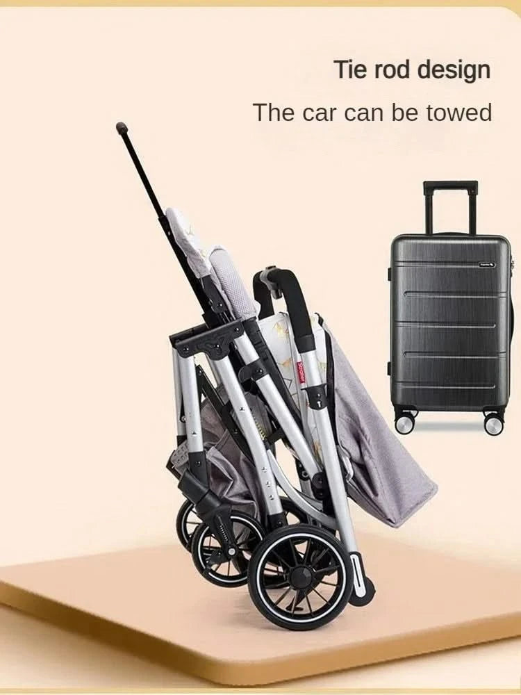 Two-way Lightweight High-view Baby Stroller Can Sit or Lie Down Portable Travel Baby Stroller Four-wheel Baby Stroller