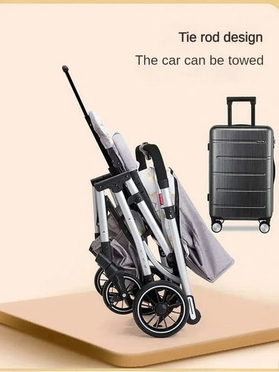 Two-way Lightweight High-view Baby Stroller Can Sit or Lie Down Portable Travel Baby Stroller Four-wheel Baby Stroller