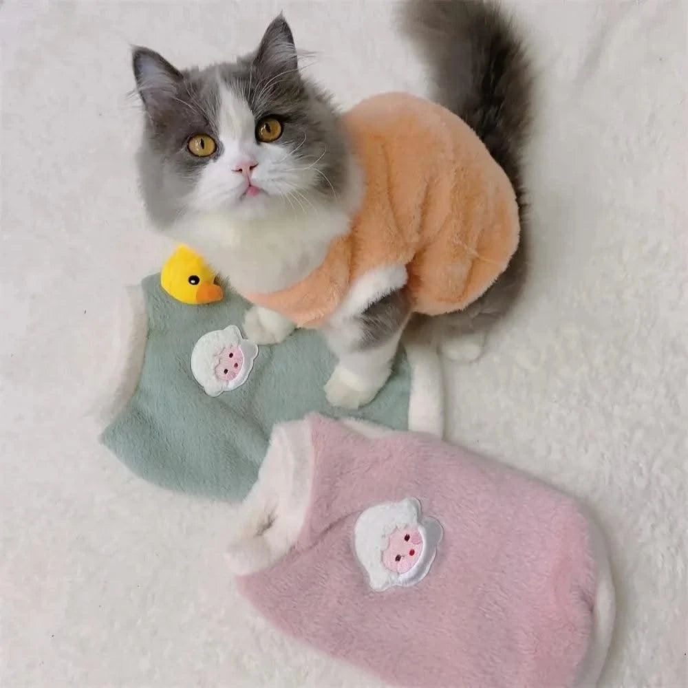 Cats Clothes Plush Garment for Cats Warm Apparels Winter Products Clothing Dog´s Sweater Vests Cooling Pet Kittens Kitten Stuff