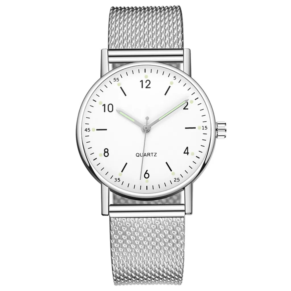 Women'S High-End Quartz Watch Casual Non-Waterproof Stainless Steel Luminous Dial Leather Steel Ladies Watch Luxury Fashion