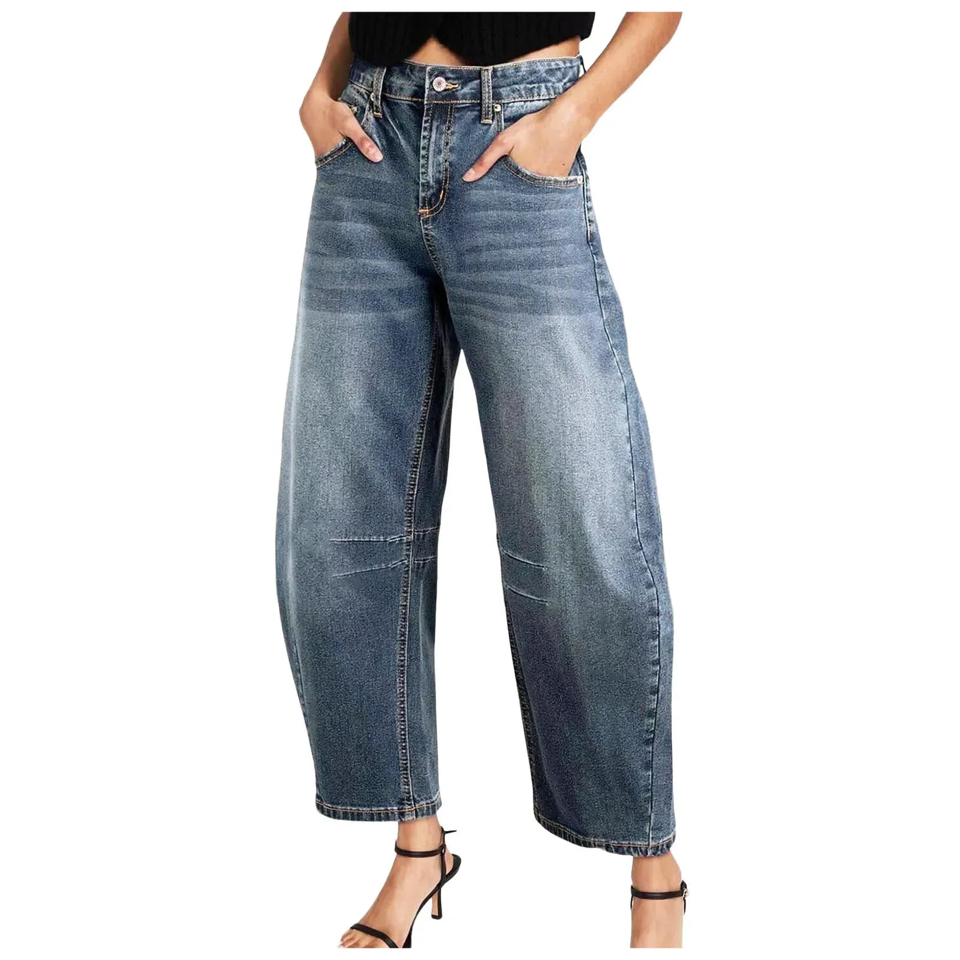 Designer Wide Leg Pants For Women Mid Rise Barrel Jeans For Women Wide Leg Mid Waist Cropped Denim Summer Shorts For Women Jean