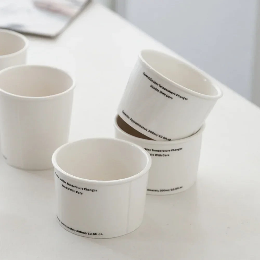 330ml/300ml Coffee Cup Ceramic Mug Simple Letter Coffee Cup Imitation Paper Design Drinking  Household Breakfast Milk Cup