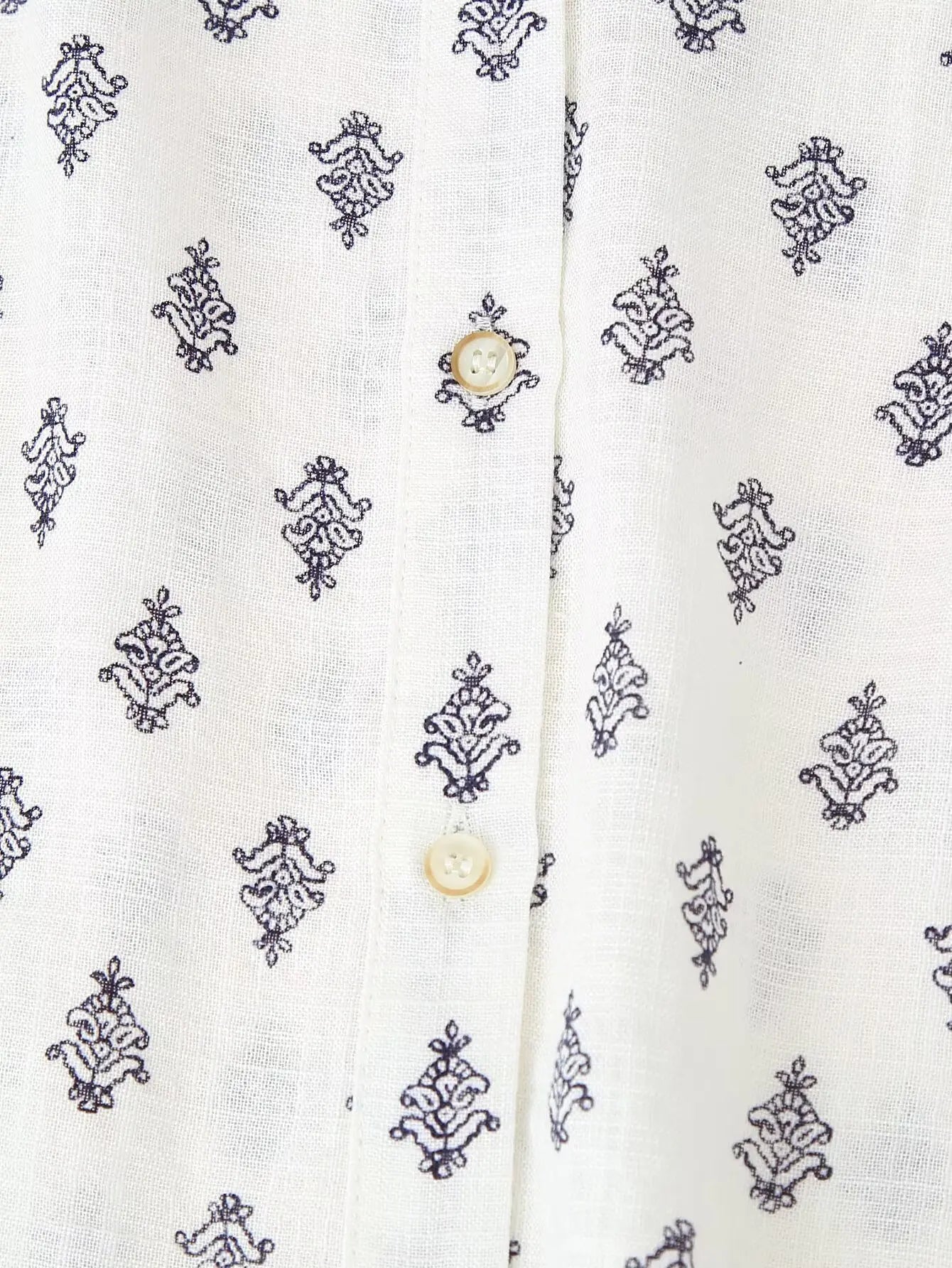 2025 Women's New Fashion Hundred Tops Puffy Sleeve Cotton Linen Printed Shirt