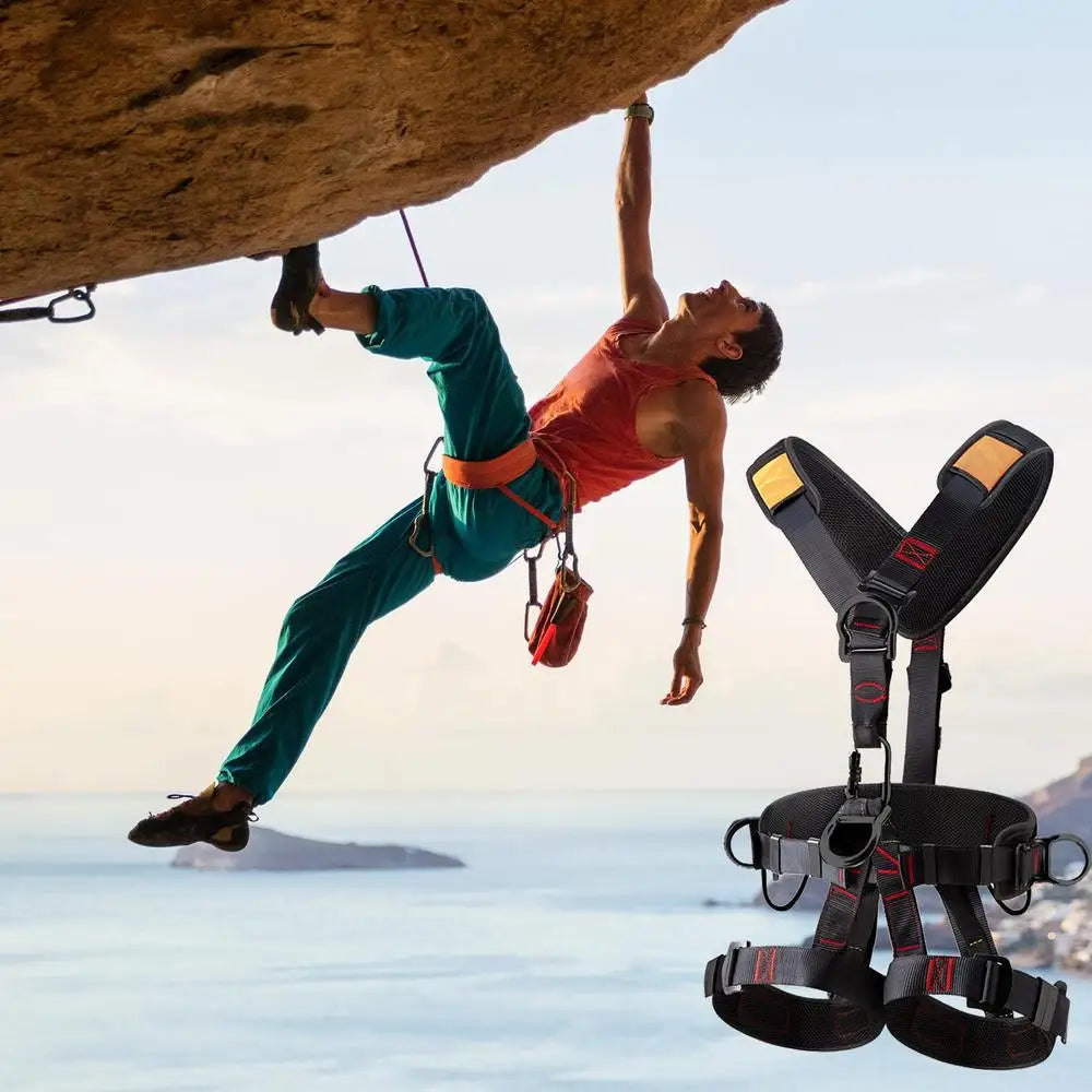 Full Body Roofing Harnesses Five-point Safety Belt With Adjustable Buckles Detachable Fall Harness For Men Tree Climbing Gear