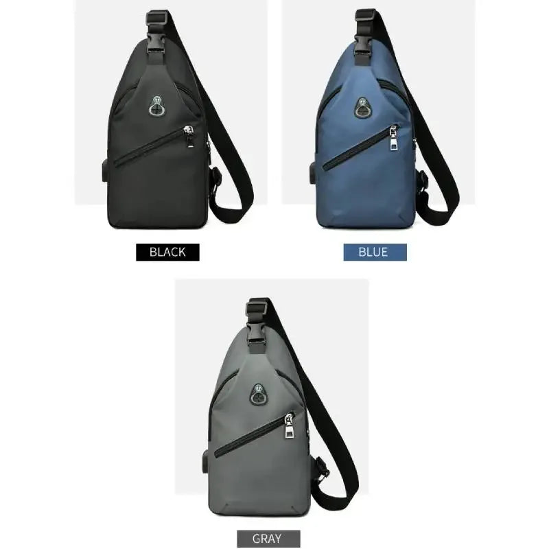 Men Fashion Laptop Waist Packs Trendy Computer Chest Bag Usb Shoulder Bag Leisure Chest Bag Large Capacity Crossbody Bag