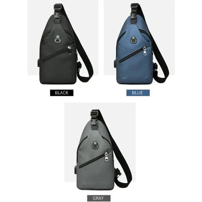 Men Fashion Laptop Waist Packs Trendy Computer Chest Bag Usb Shoulder Bag Leisure Chest Bag Large Capacity Crossbody Bag