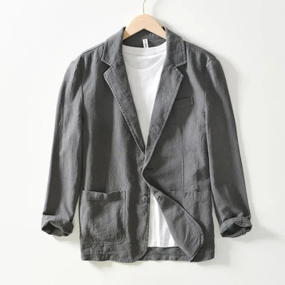 2022 Men's Blazer Jacket Spring Summer Solid Slim Casual Business Thin Breathable White Cotton Linen Suit Coat Male