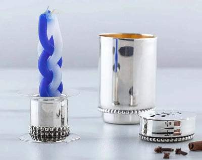 1PACK White and Blue Braided Candle Havdalah Candle Lighting Shabbat Candles Handcrafted Candles Judaica Gift