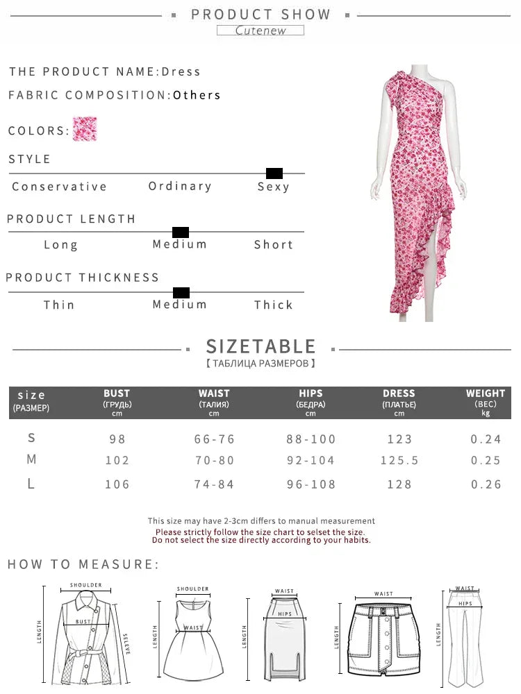 Cutenew Floral Print Women Midi Dresses Fashion Incline Shoulder Bandage Ruffle Splited Vestidos Female Vacation Street Bodycon