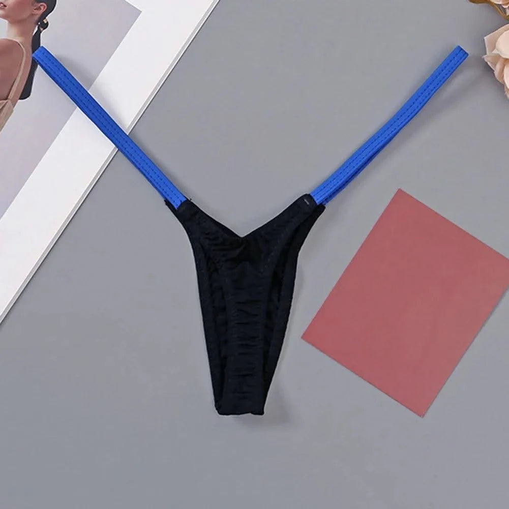 Womens Soft T-Back Sexy Underwear Breathable T-Pants Thin Straps Low Waist Multicolor Stitching Sexy Lingerie Pack Women Thongs