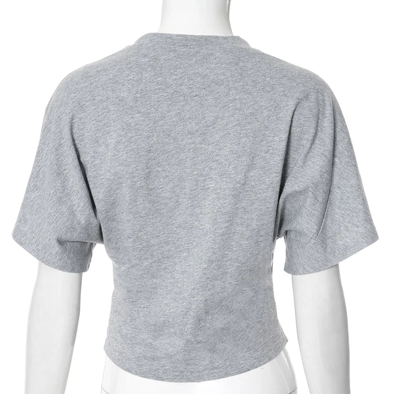 Women's cotton t-shirt summer 2025 baggy crop top French style elegant blouses Sense of design Short sleeve tee casual y25tp031