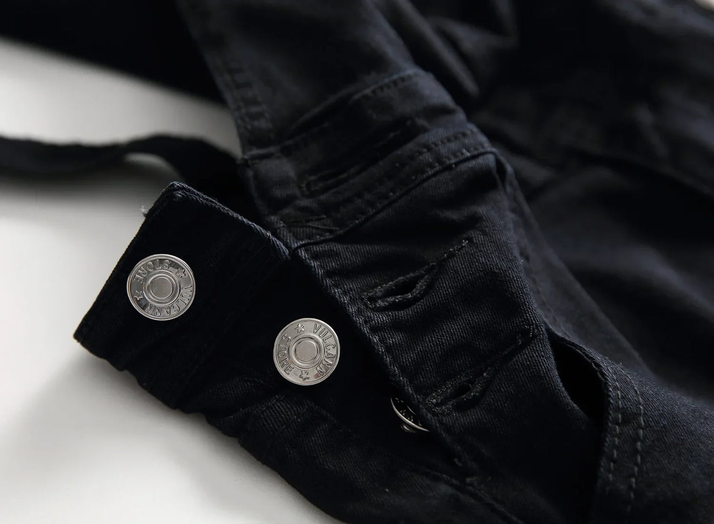 Men's Spring and Autumn Jeans, New Style Retro Casual All-match Ripped Dungarees, Fashionable High Street Trendy Brand Dungarees