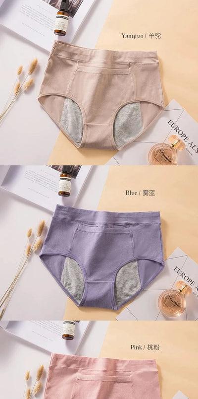 4Pcs Women's Menstrual Panties Physiological Pants Leak Proof Underwear Ladies Period Panty High Waist Cotton Briefs Lingerie