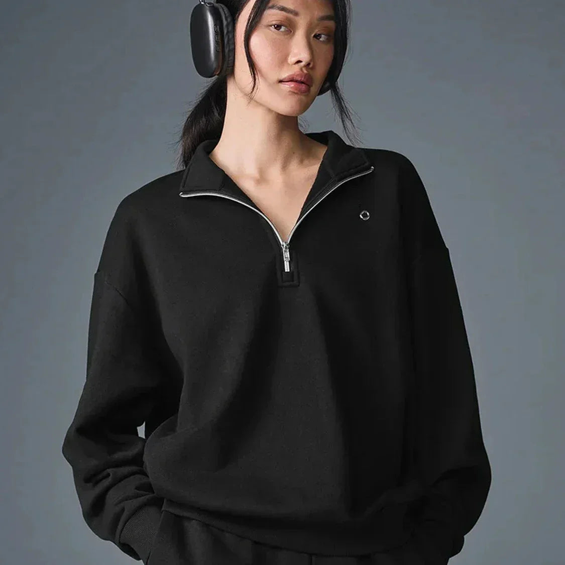 Women Sweatshirt  Accolade 1/4 Zip Pullover Yoga Leisure Top Stand Up Collar Coat Hoodie Fitness Loose Wide Leg Shorts Sport Set