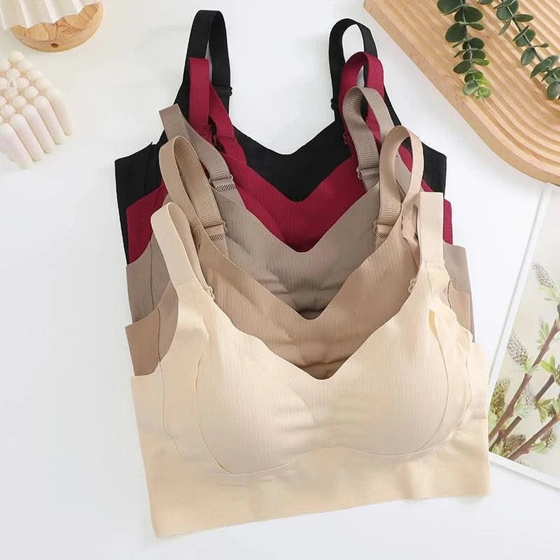 Plus Size Women Seamless Bras Sexy V Waist Brassiere Padded Wireless Soft Sleepwear Female Solid Breathable Underwear Lingerie
