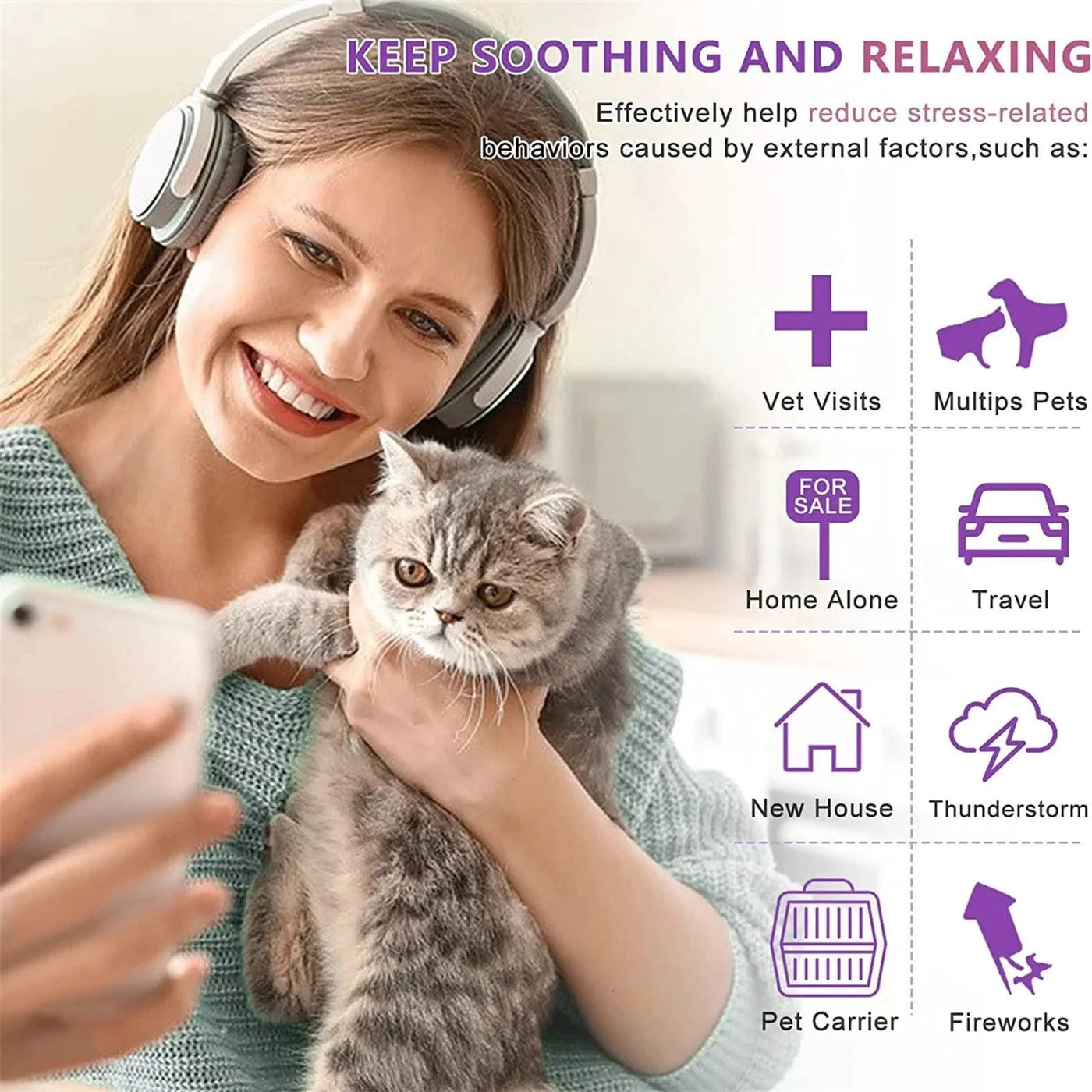 Pet Calming Collar for Dog Cat Waterproof  Adjustable Breakaway Pheromone Collar Reduce Stress Anxiety Relief Collar Pet Supply