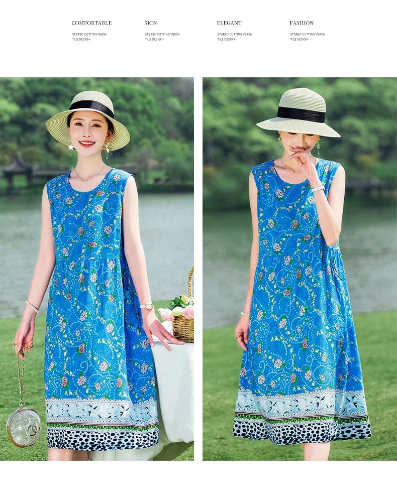 New 2024 Women Summer dresses print  Women  sleeveless Boho Beach Dress Vintage  Dresses  Sundress Beach Dress Tunic  Vestidos