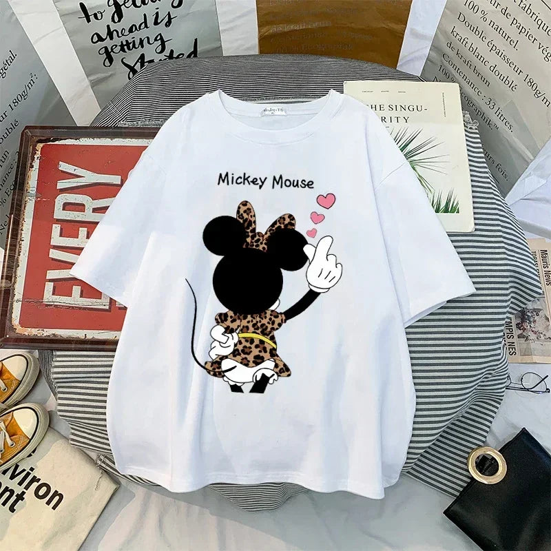 Kawaii Women T-Shirts Mickey Anime Blouses Clothing Graphic Clothes Harajuku Oversized T Shirt Womens Tops Y2k