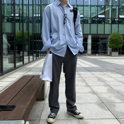 Oversized Casual Jacket Trendy Loose Shirt Men's Long-Sleeved Shirt Spring and Summer Brown TOP